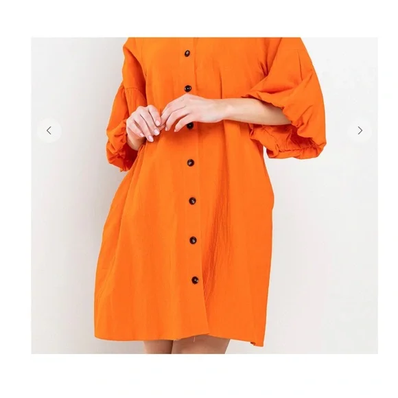 05 Boho Basic Collared Solid Linen Dress - Picture 3 of 5